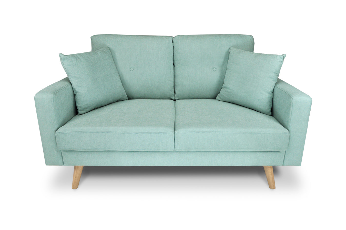 Divano 2 posti in tessuto vellutato verde tiffany piedi in legno - Chloe - DI2P-CH20FBC-PL