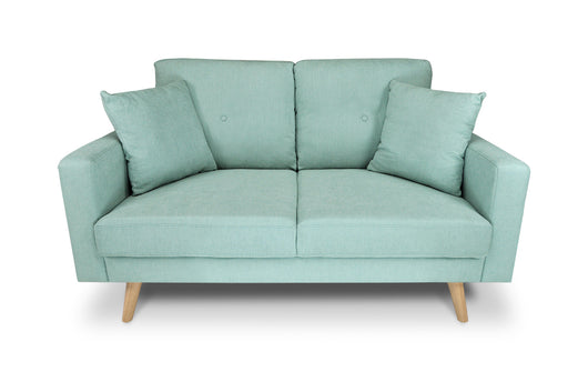 Divano 2 posti in tessuto vellutato verde tiffany piedi in legno - Chloe - DI2P-CH20FBC-PL