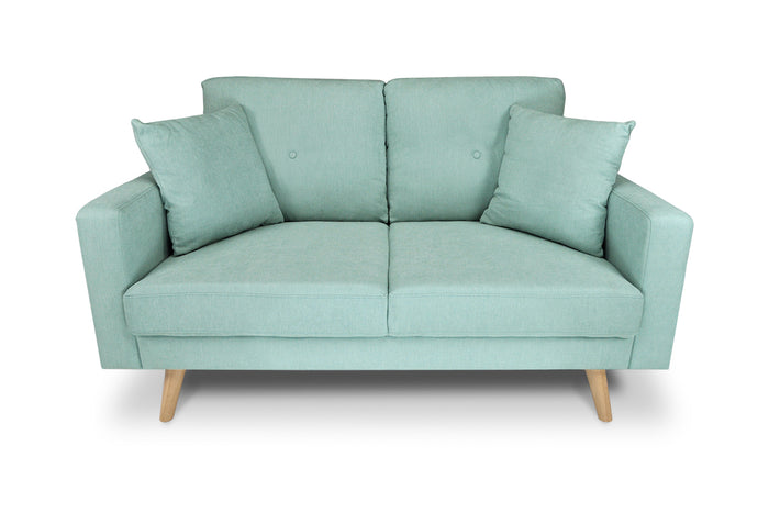 Divano 2 posti in tessuto vellutato verde tiffany piedi in legno - Chloe - DI2P-CH20FBC-PL