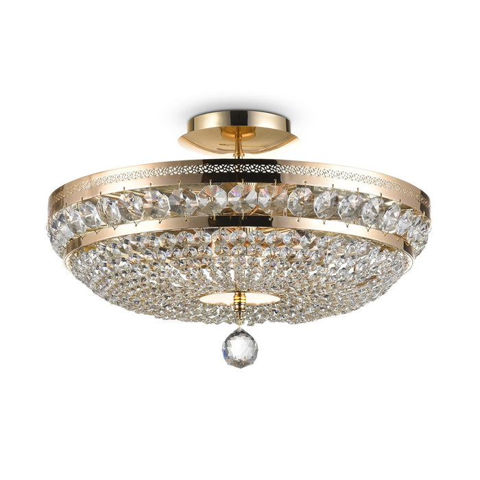 Plafoniera Contemporanea Ottilia Metallo Oro 6 Luci Diffusori Metallo