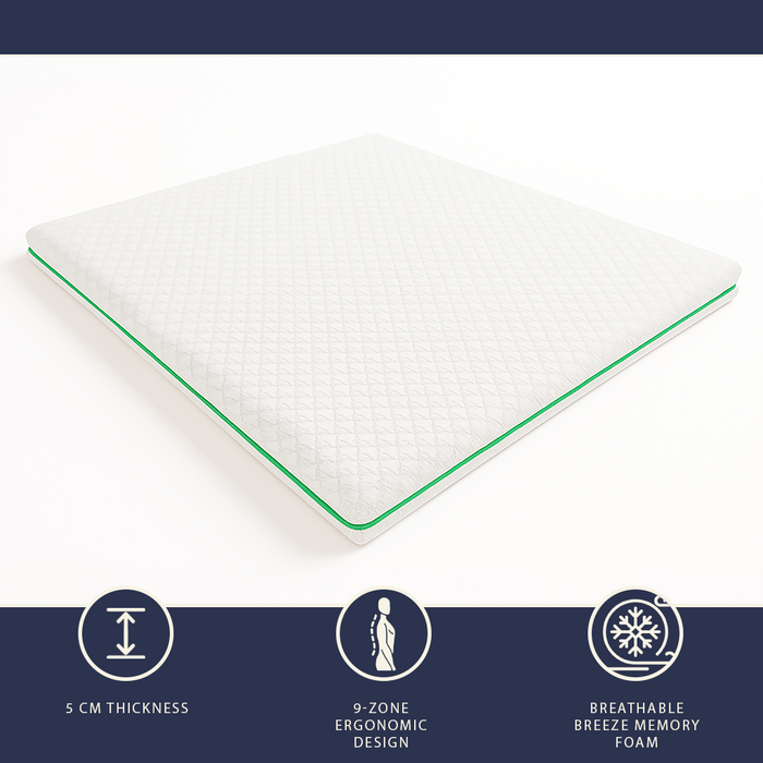 Topper matr. francese 140 x 190 Memory Foam Breeze 9 zone | H 5 cm | Italia