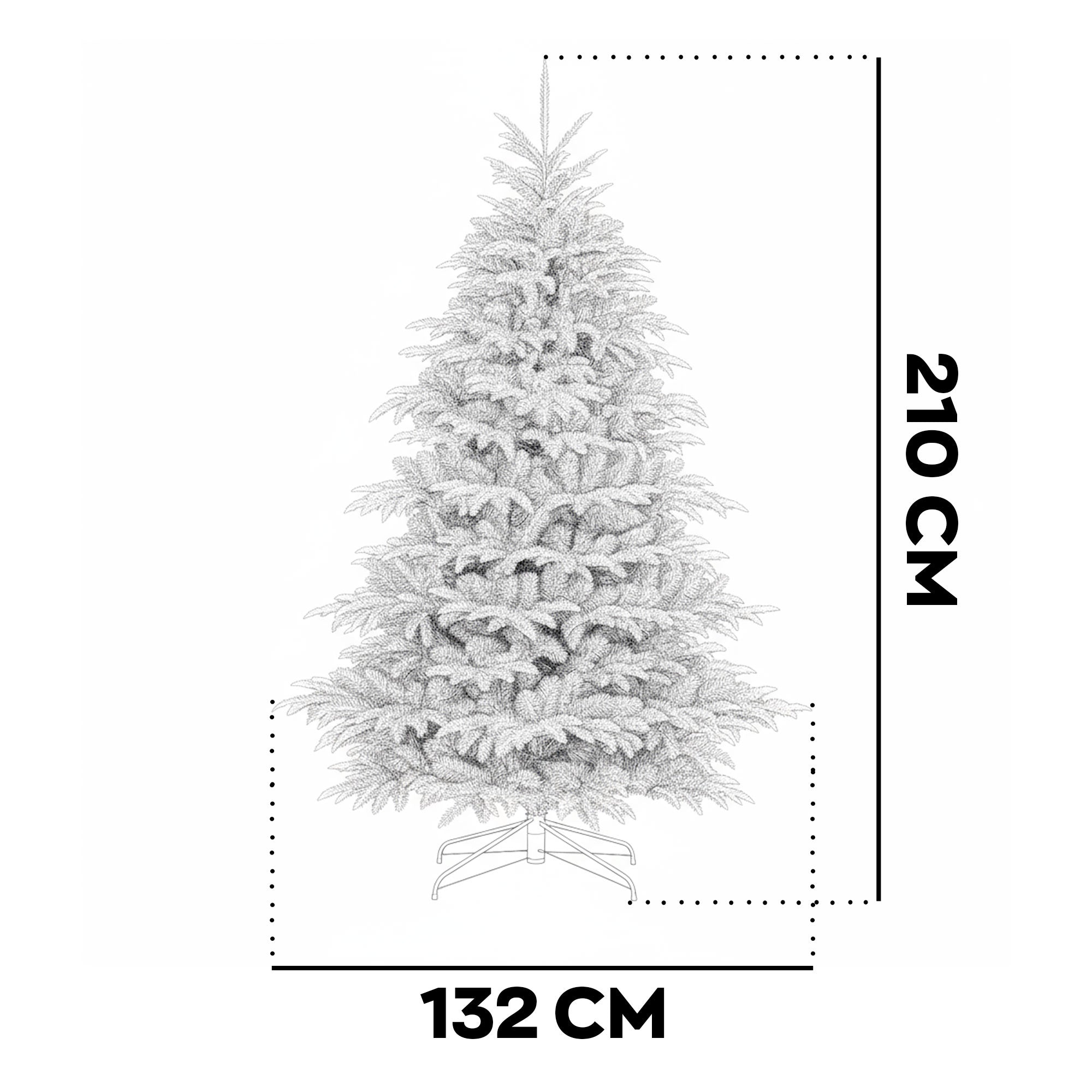 Wunorse - Albero di Natale Tradizionale in PE e PVC Ø132x210H cm, 1223 Punte