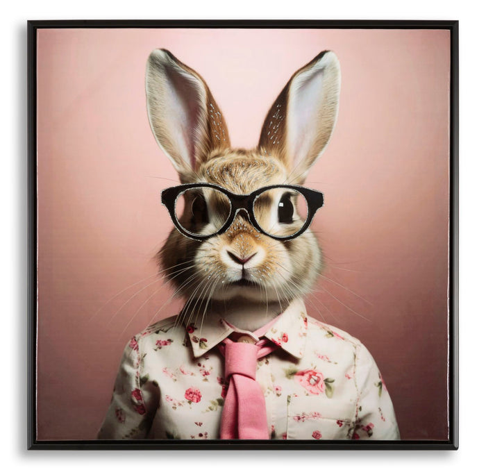 DIPINTO SU TELA LACCATO BUNNY C/CORNICE CM 62,5X2,8X62,5