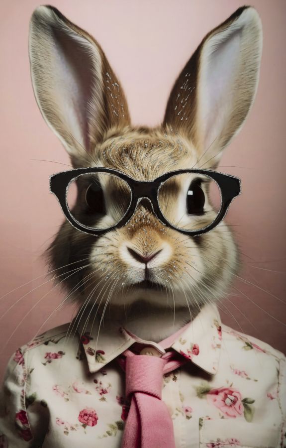 DIPINTO SU TELA LACCATO BUNNY C/CORNICE CM 62,5X2,8X62,5