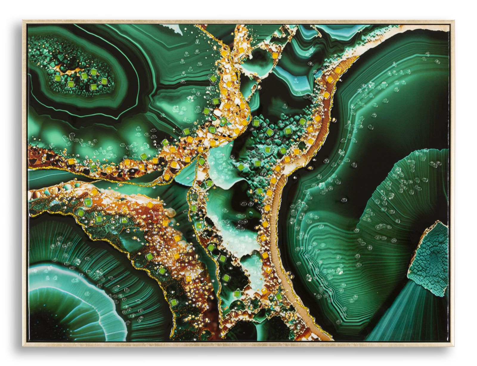 DIPINTO SU TELA LACCATO SMERALDY -B- C/CORNICE CM 82X4X62