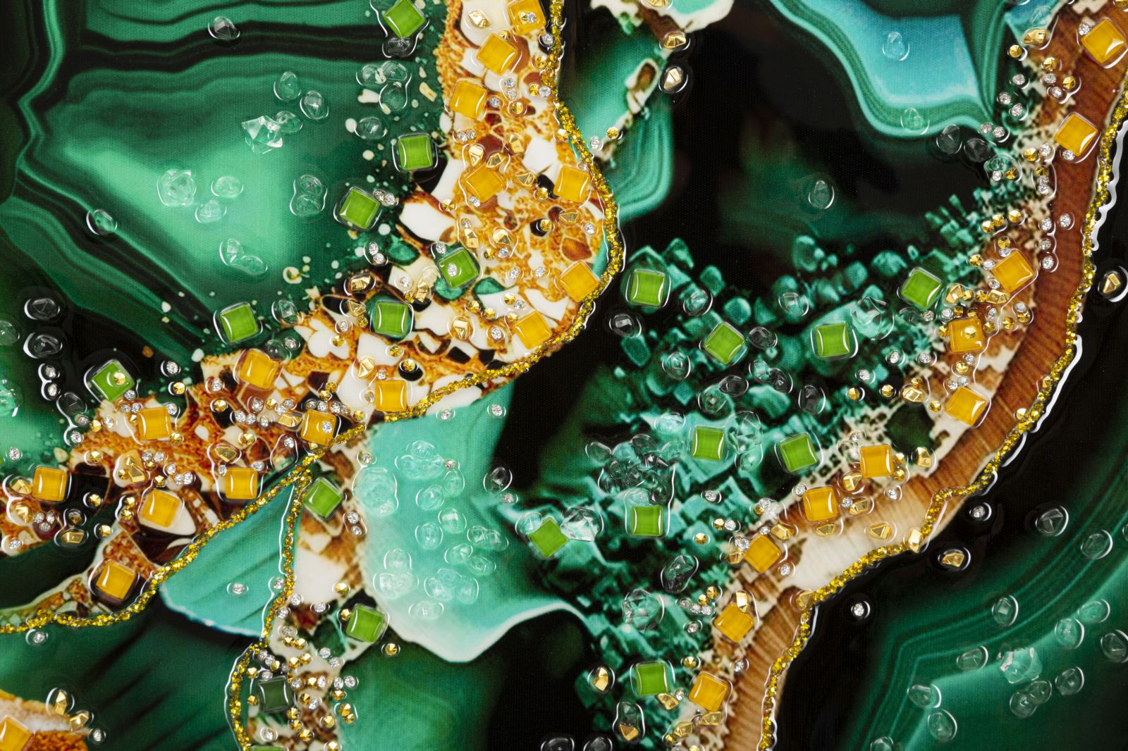 DIPINTO SU TELA LACCATO SMERALDY -B- C/CORNICE CM 82X4X62