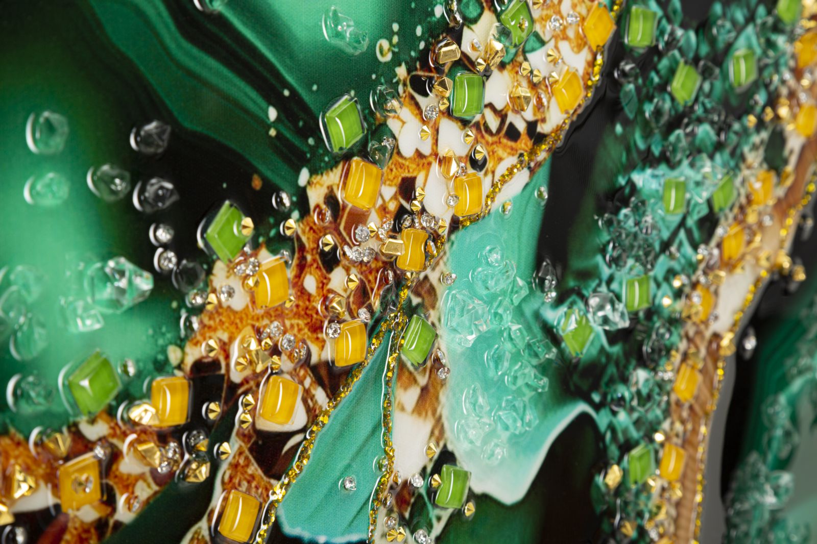 DIPINTO SU TELA LACCATO SMERALDY -B- C/CORNICE CM 82X4X62