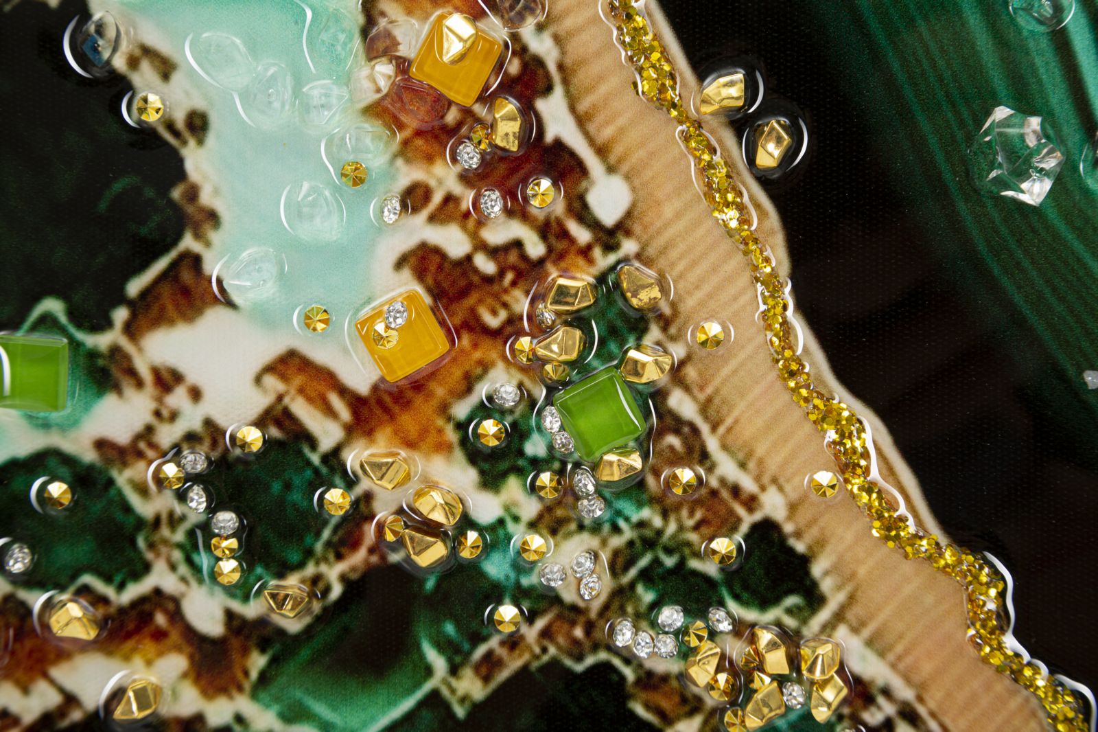 DIPINTO SU TELA LACCATO SMERALDY -B- C/CORNICE CM 82X4X62