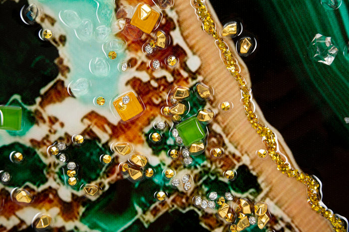 DIPINTO SU TELA LACCATO SMERALDY -B- C/CORNICE CM 82X4X62