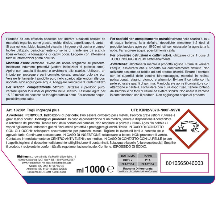 DISGORGANTE TOGLI INGORGHI PLUS ML 1000