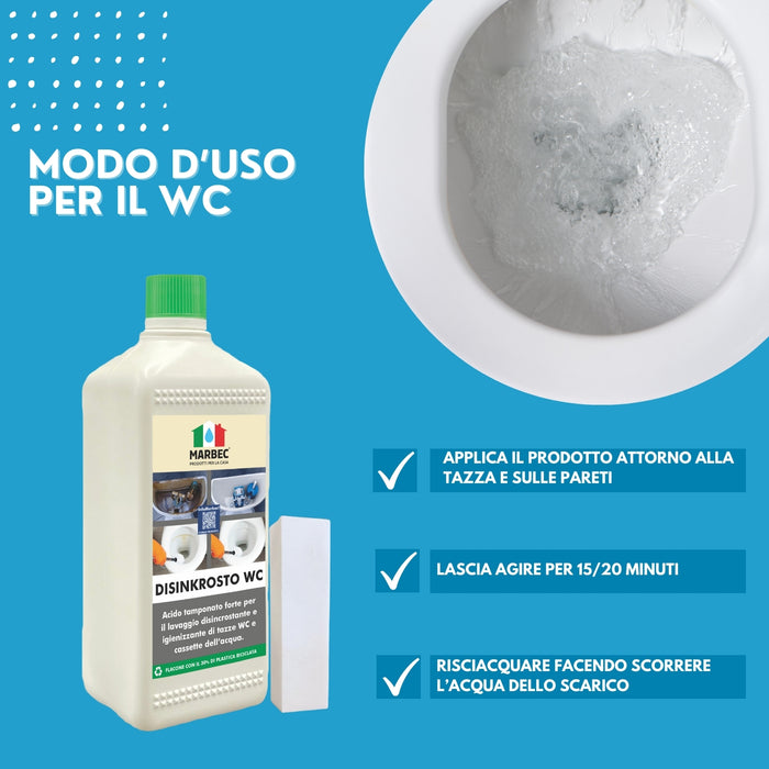 Detergente Acido in Gel per la Pulizia Disincrostante dei Water | DISINKROSTO WC 1LT