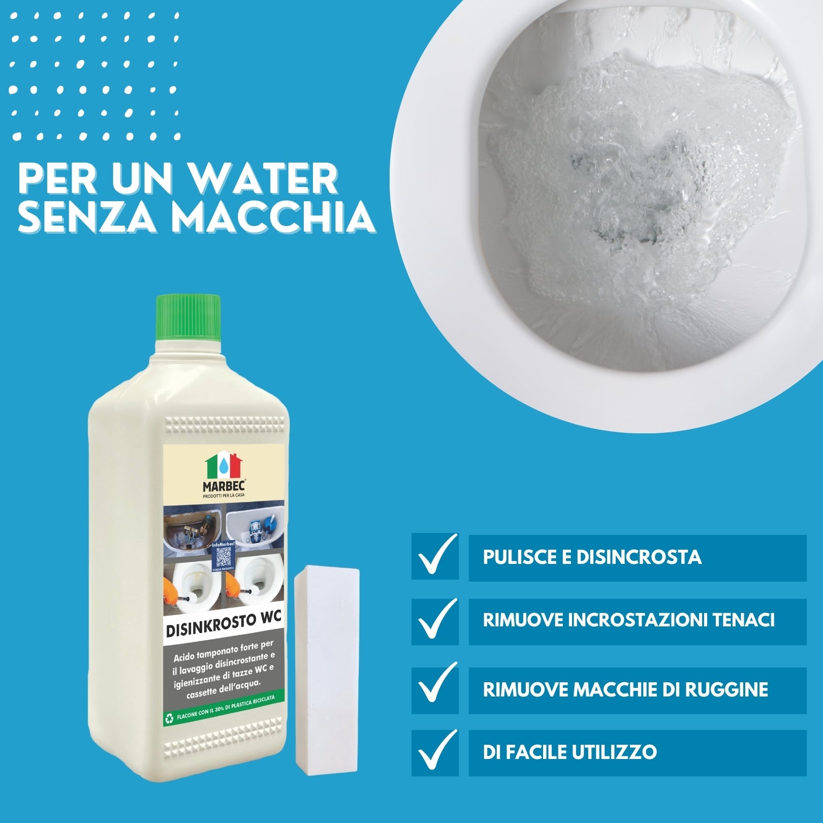 Detergente Acido in Gel per la Pulizia Disincrostante dei Water | DISINKROSTO WC 1LT