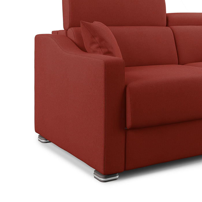 Amber Divano letto matrimoniale in tessuto smacchiabile T05 191 cm (mat. 140x197) rosso