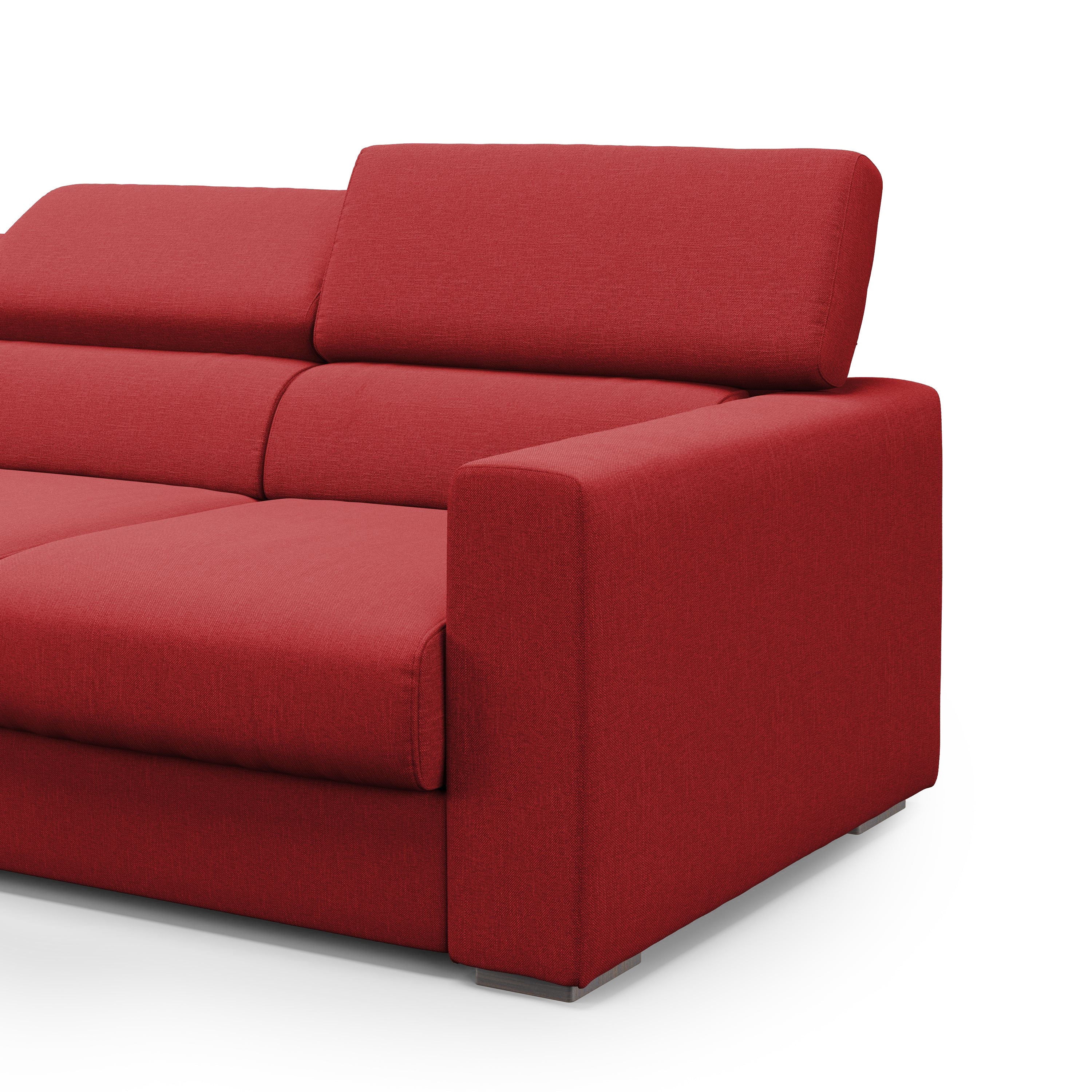 Dylan Divano a 3 sedute con estraibile a cassettone in tessuto simil cotone impermeabile T13 240 cm rosso
