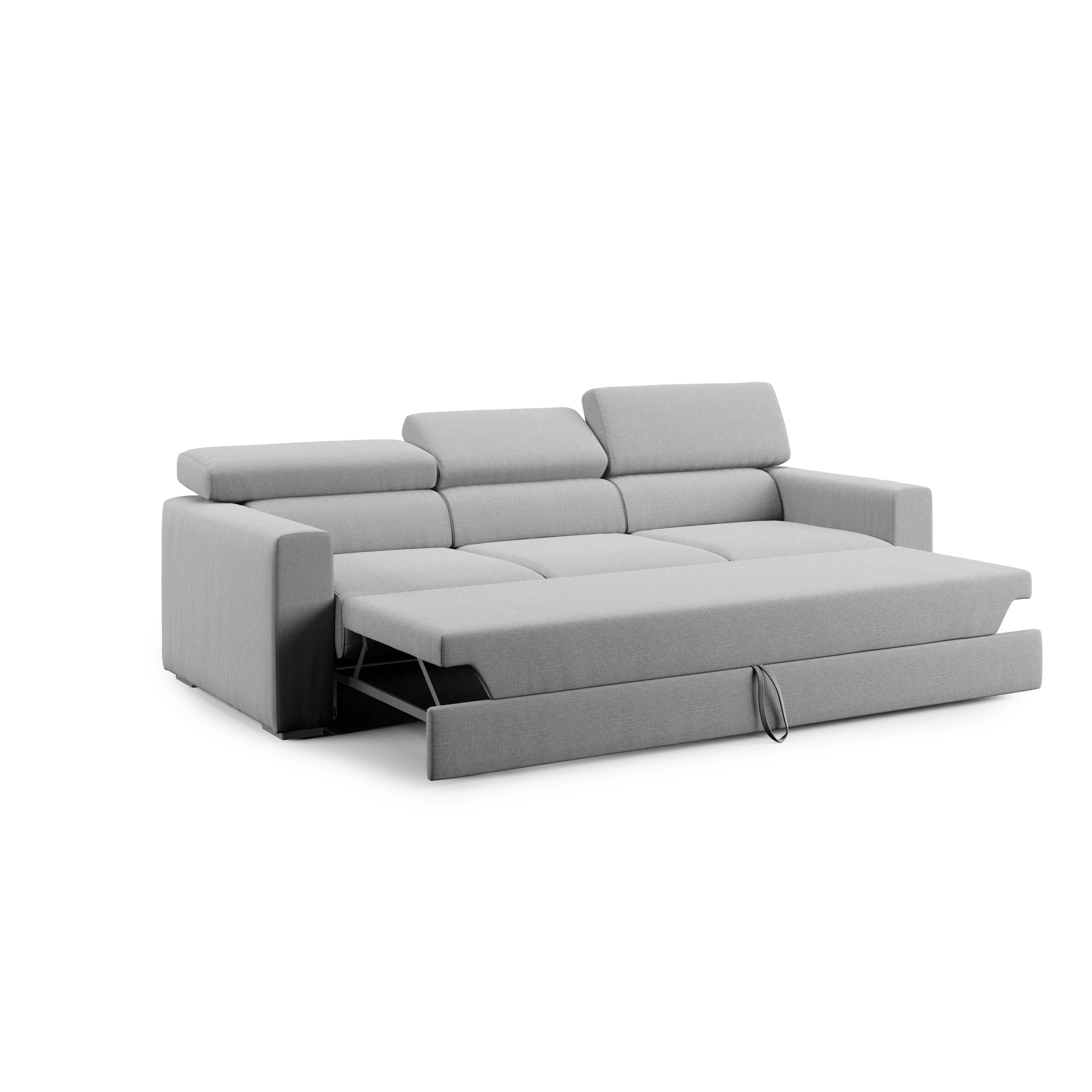 Dylan Divano a 3 sedute con estraibile a cassettone in tessuto simil cotone impermeabile T13 240 cm grigio
