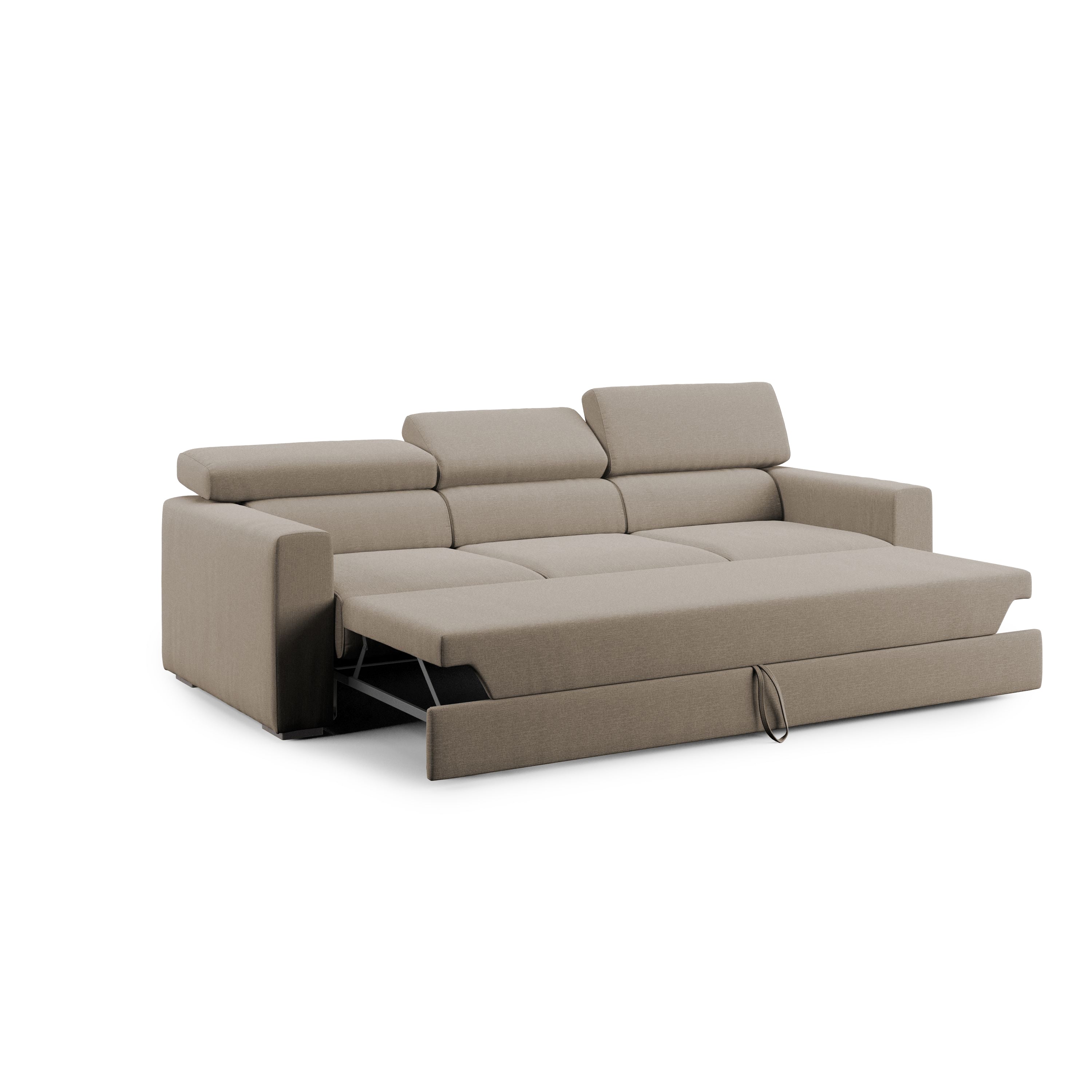 Dylan Divano a 3 sedute con estraibile a cassettone in tessuto simil cotone impermeabile T13 240 cm beige