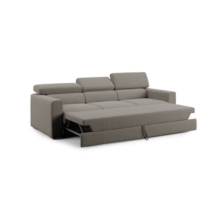 Dylan Divano a 3 sedute con estraibile a cassettone in tessuto simil cotone impermeabile T13 240 cm tortora