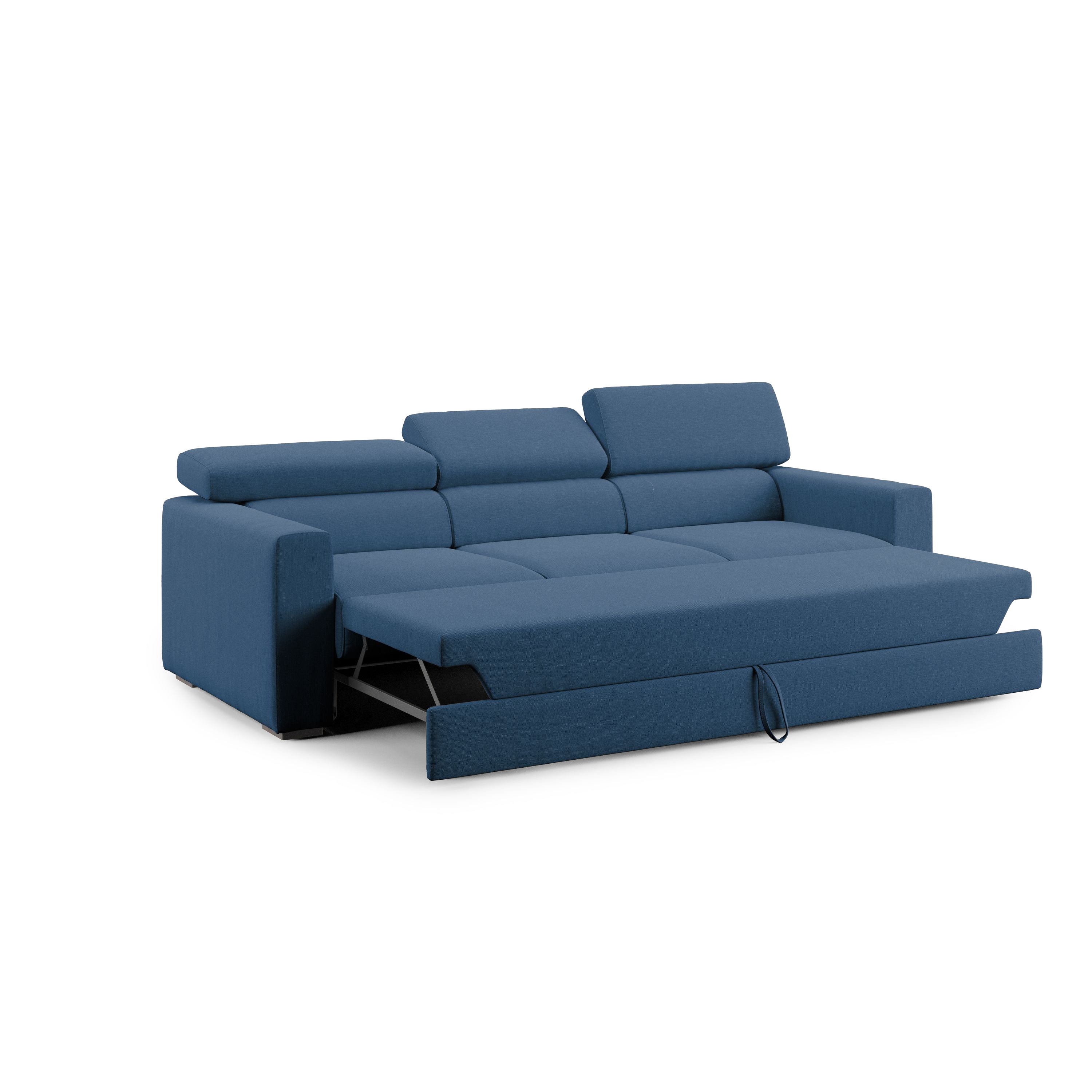 Dylan Divano a 3 sedute con estraibile a cassettone in tessuto simil cotone impermeabile T13 240 cm blu