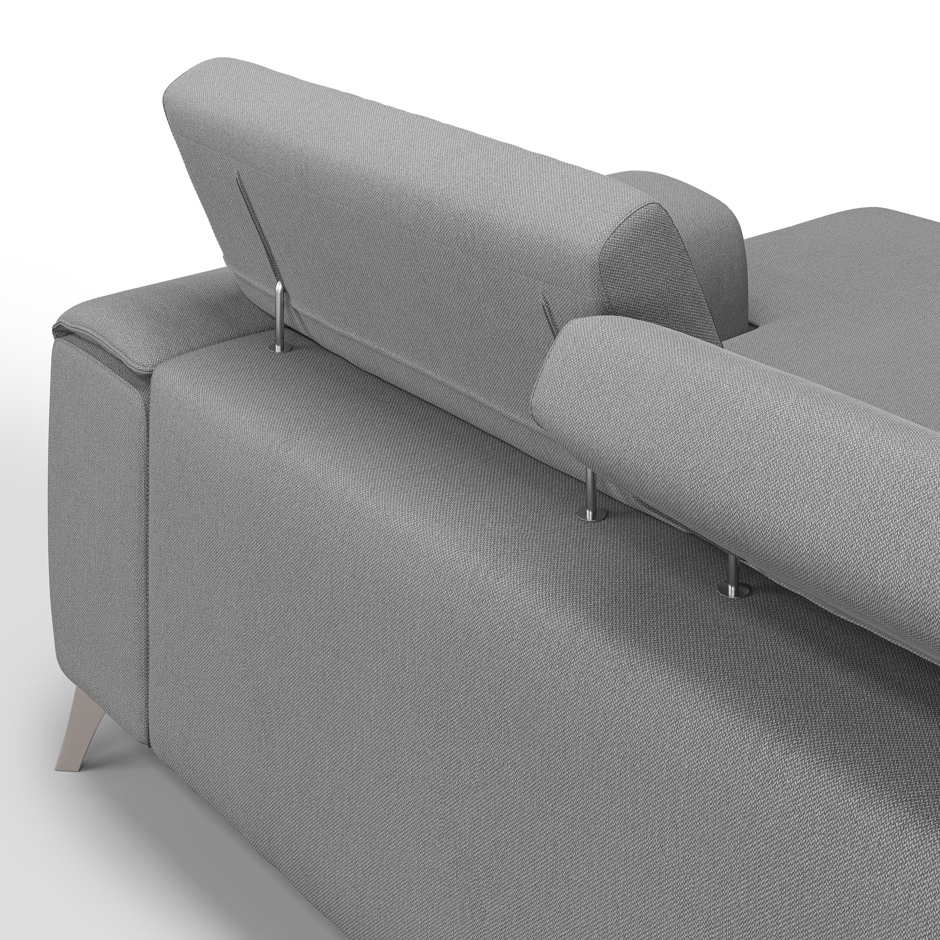 Fusion Divano angolare con sedute scorrevoli in tessuto morbido smacchiabile T05 260 cm Destro grigio