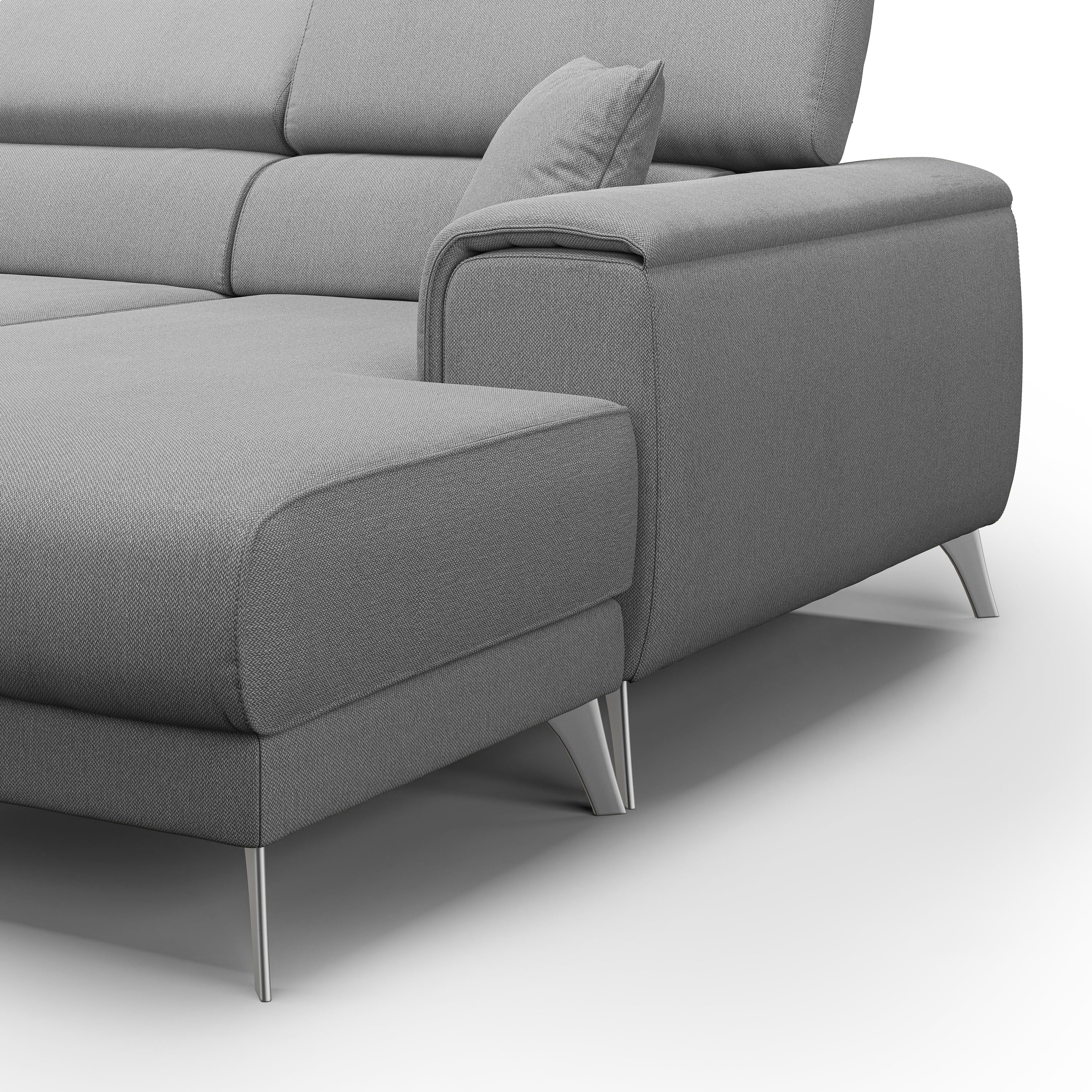 Fusion Divano angolare con sedute scorrevoli in tessuto morbido smacchiabile T05 260 cm Destro grigio