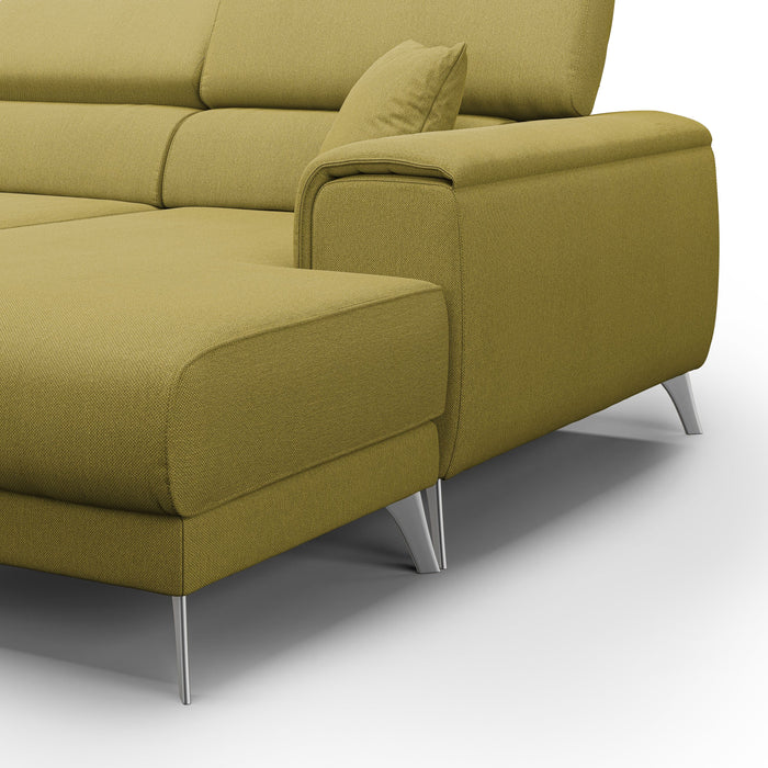 Fusion Divano angolare con sedute scorrevoli in tessuto morbido smacchiabile T05 260 cm Sinistro giallo