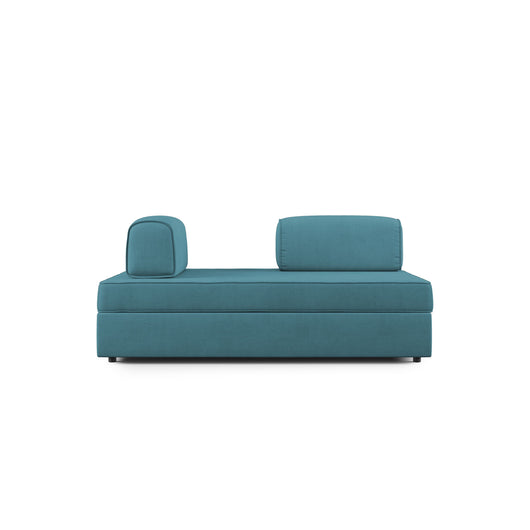 Liberty Divano con pouf estraibile e schienali movibili in tessuto morbido impermeabile T02 200 cm azzurro