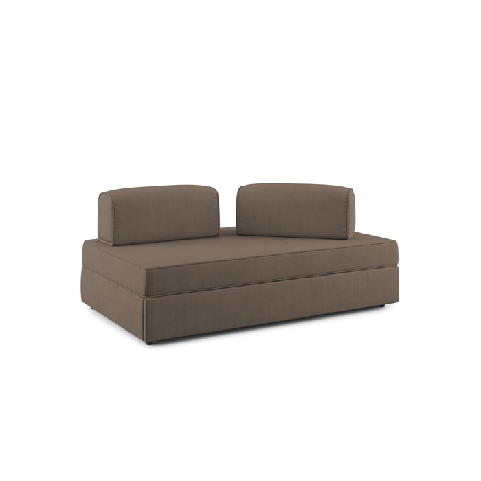 Liberty Divano con pouf estraibile e schienali movibili in tessuto morbido impermeabile T02 180 cm marrone