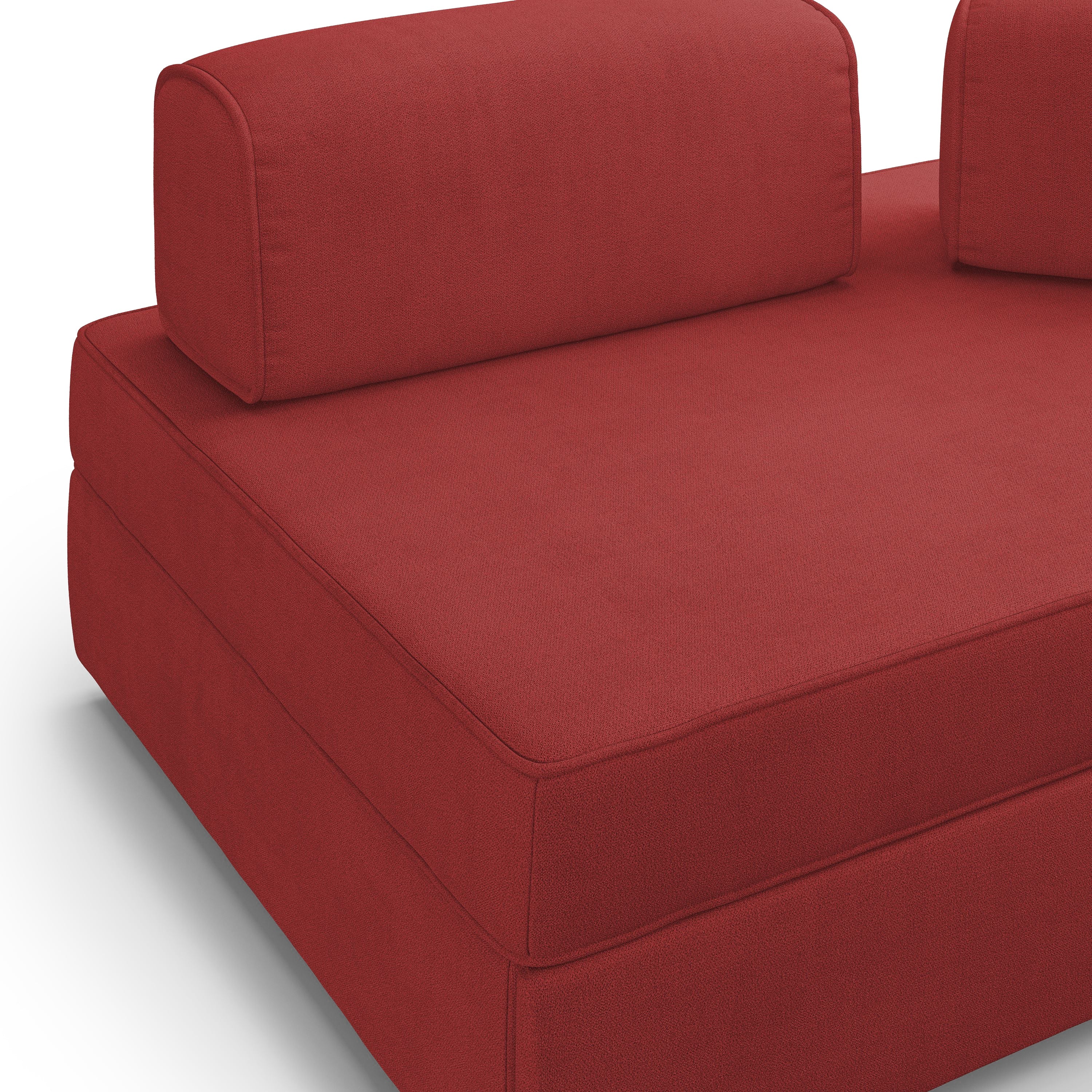 Liberty Divano senza pouf estraibile e schienali movibili in tessuto morbido impermeabile T02 200 cm rosso