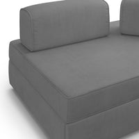 Liberty Divano senza pouf estraibile e schienali movibili in tessuto morbido impermeabile T02 200 cm grigio