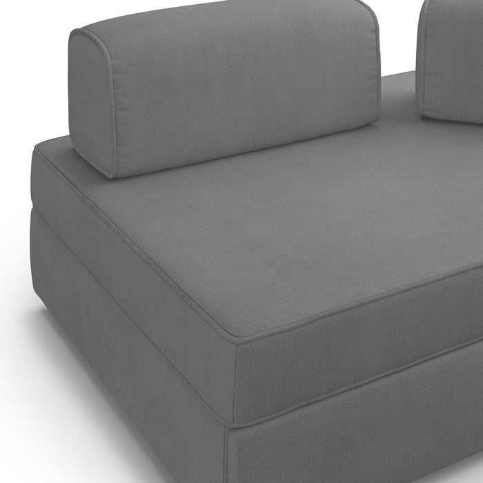 Liberty Divano con pouf estraibile e schienali movibili in tessuto morbido impermeabile T02 180 cm grigio