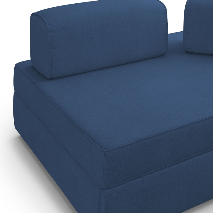 Liberty Divano senza pouf estraibile e schienali movibili in tessuto morbido impermeabile T02 200 cm blu