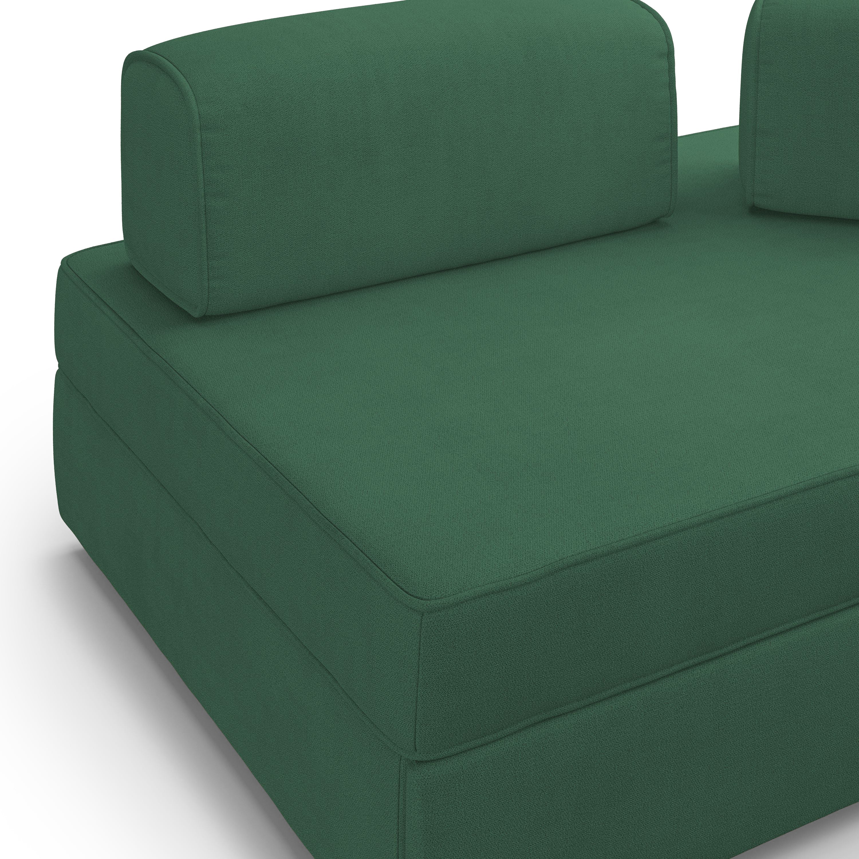 Liberty Divano con pouf estraibile e schienali movibili in tessuto morbido impermeabile T02 200 cm verde
