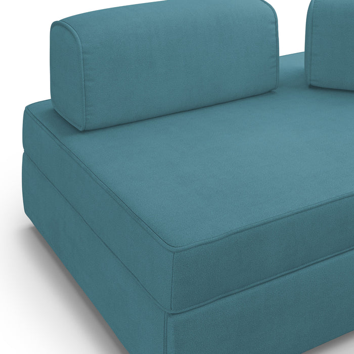 Liberty Divano con pouf estraibile e schienali movibili in tessuto morbido impermeabile T02 160 cm azzurro