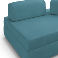 Liberty Divano con pouf estraibile e schienali movibili in tessuto morbido impermeabile T02 180 cm azzurro