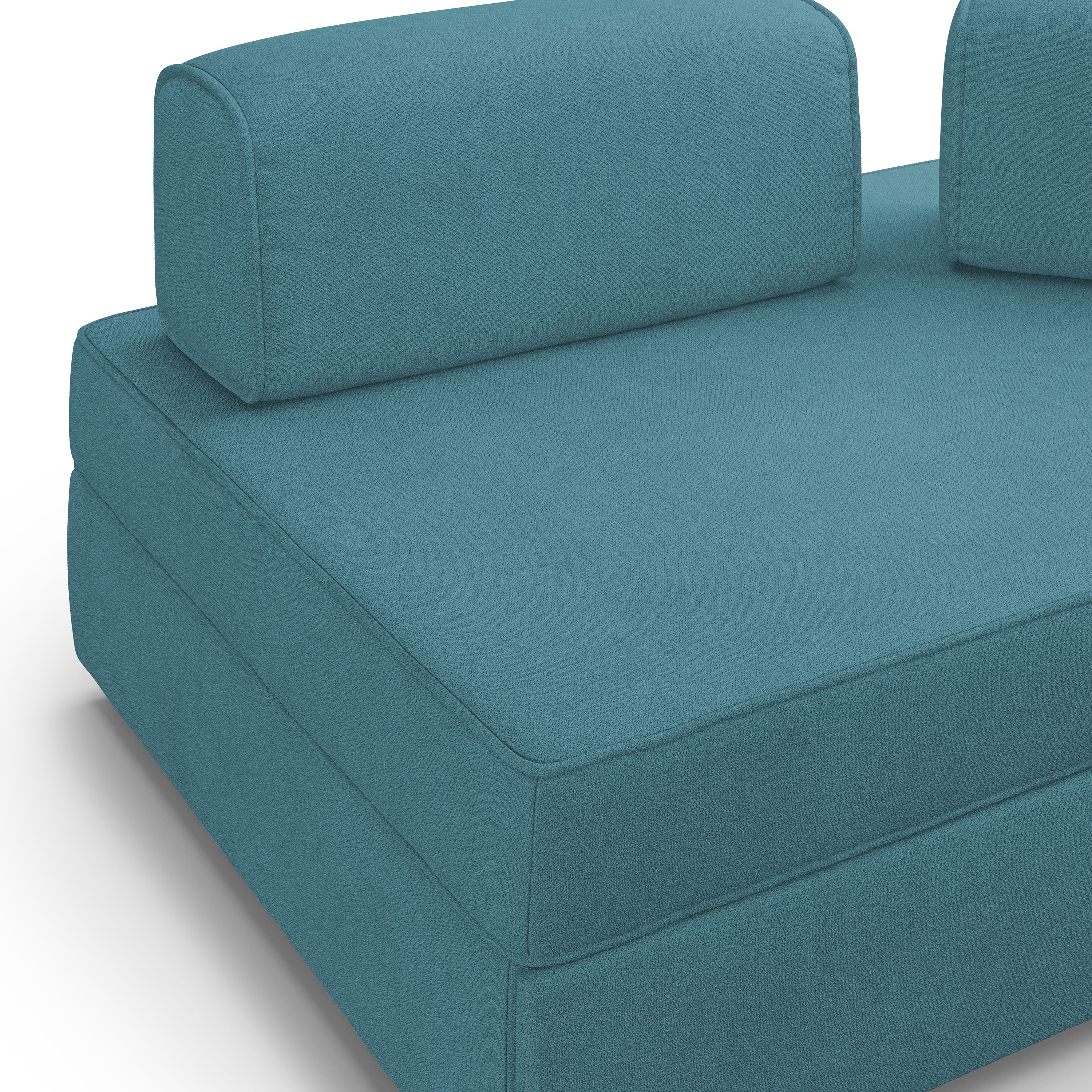 Liberty Divano con pouf estraibile e schienali movibili in tessuto morbido impermeabile T02 180 cm azzurro