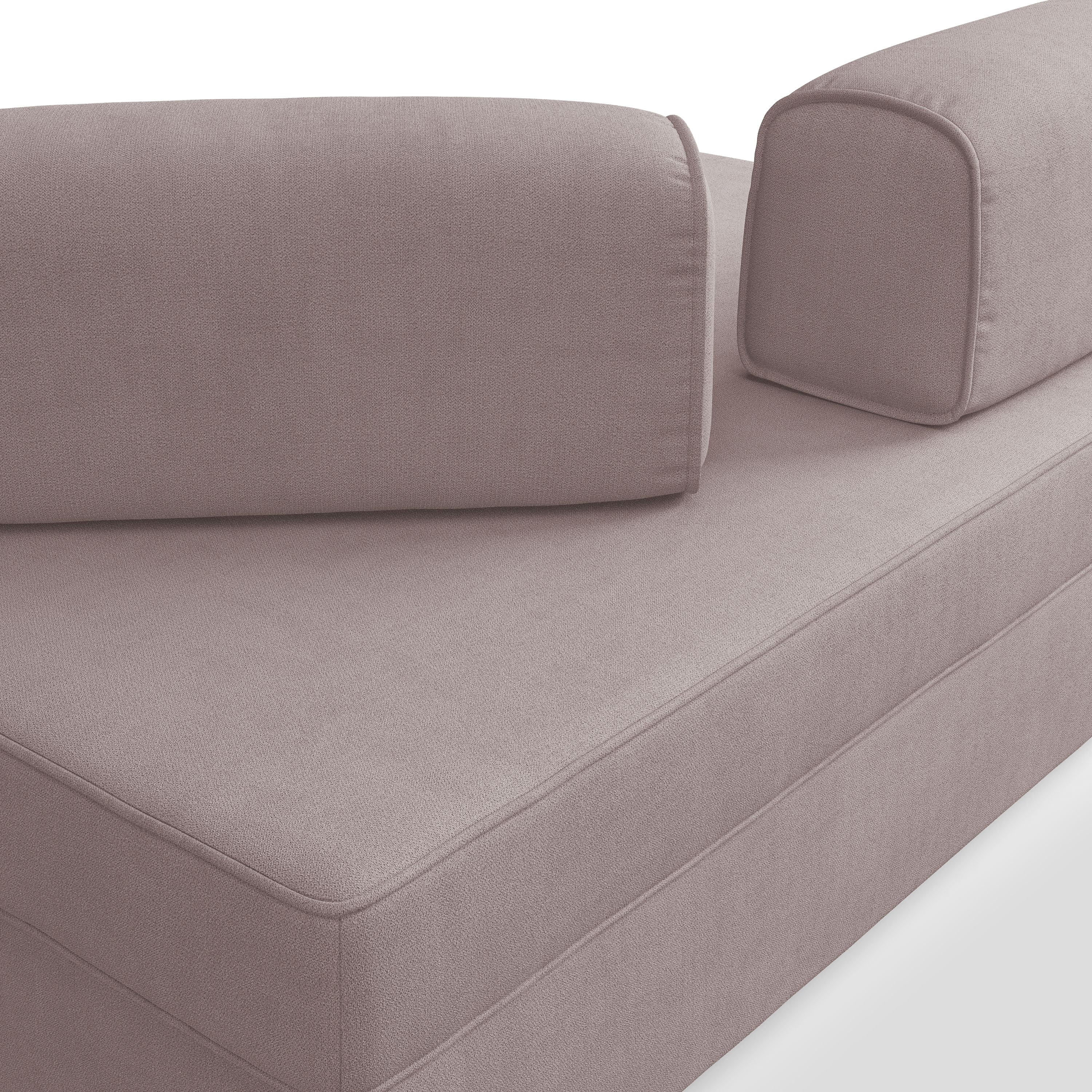 Liberty Divano senza pouf estraibile e schienali movibili in tessuto morbido impermeabile T02 160 cm rosa