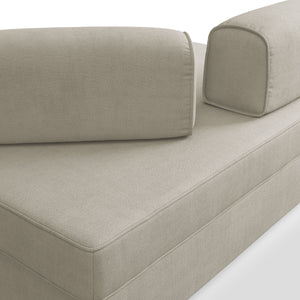 Liberty Divano con pouf estraibile e schienali movibili in tessuto morbido impermeabile T02 200 cm panna