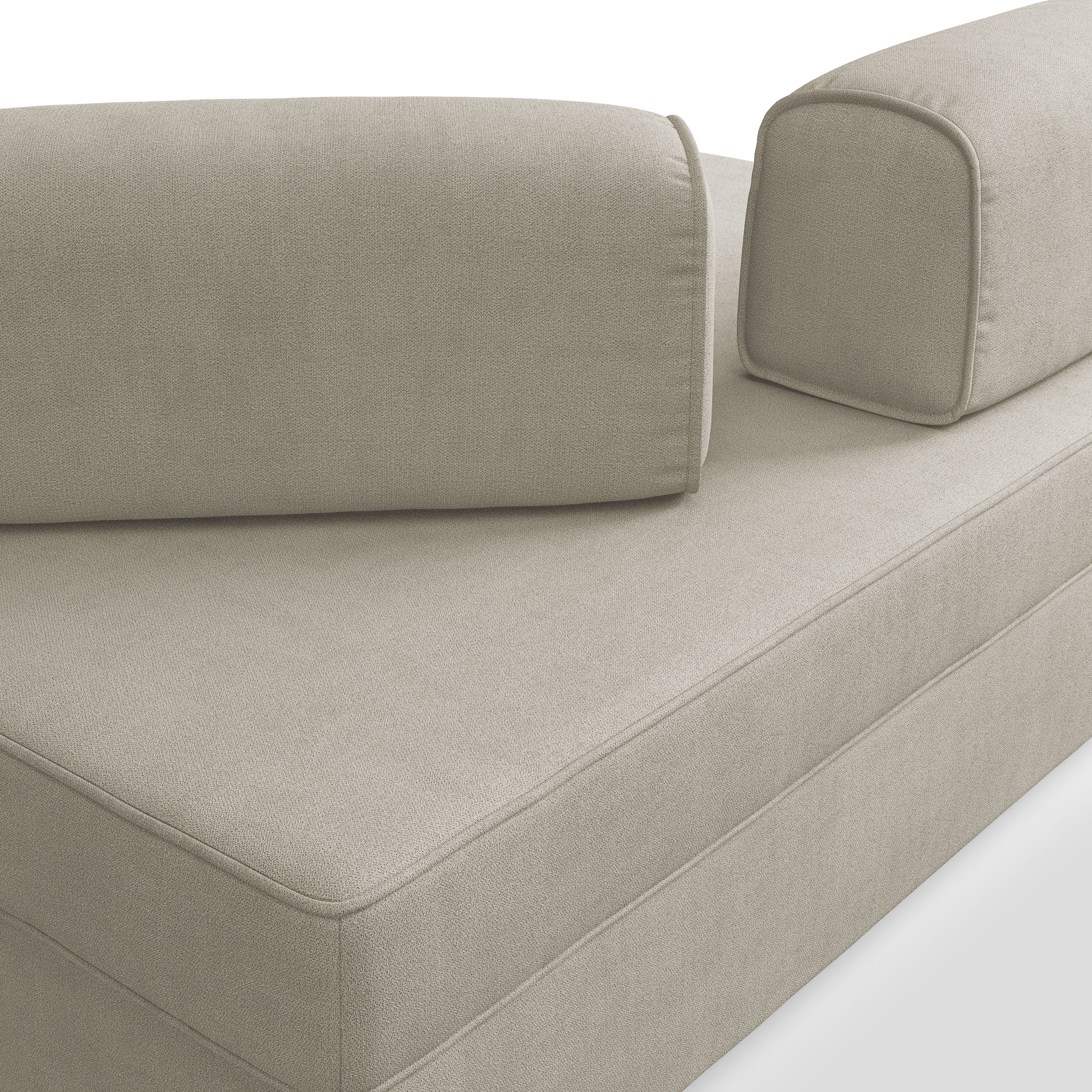 Liberty Divano con pouf estraibile e schienali movibili in tessuto morbido impermeabile T02 200 cm panna