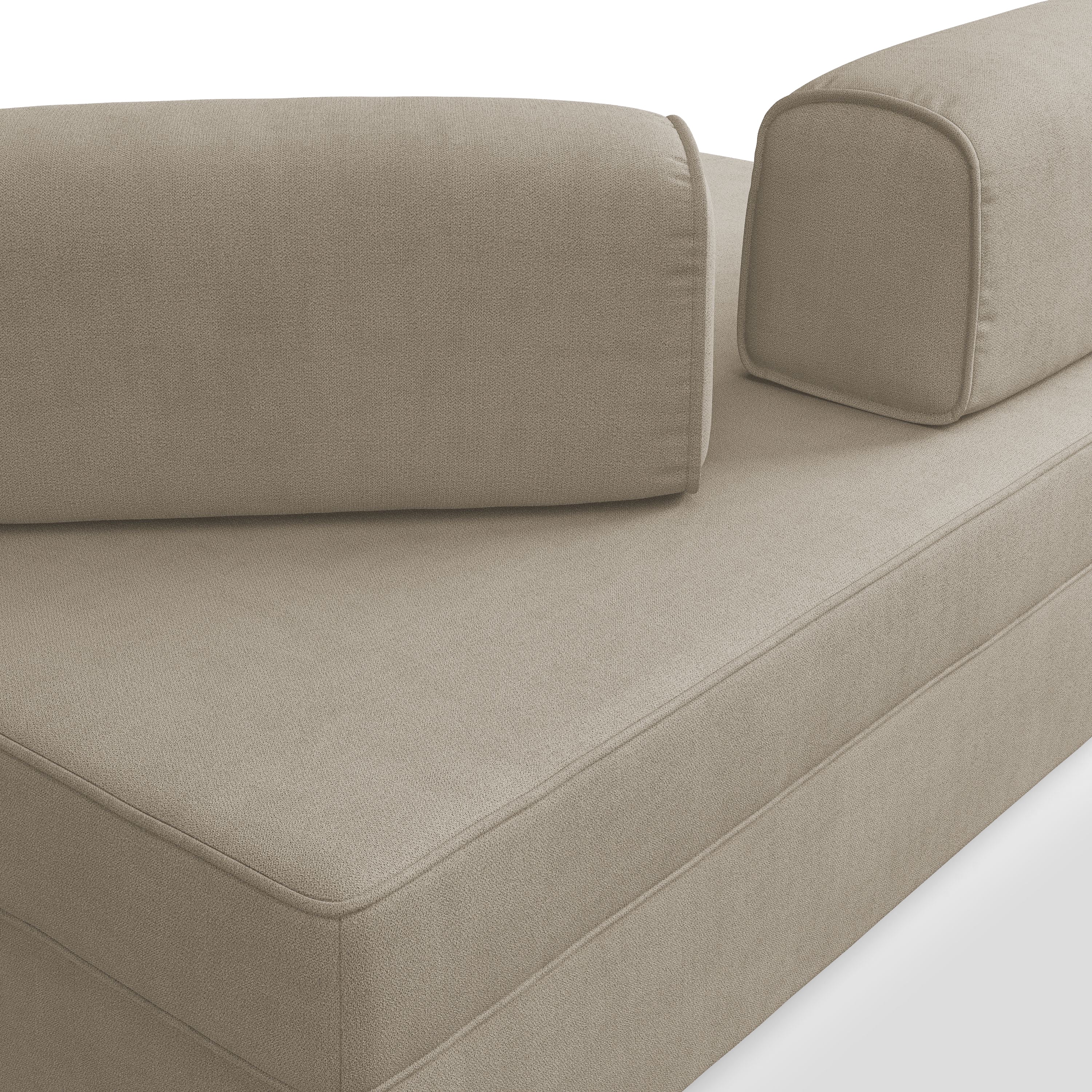 Liberty Divano con pouf estraibile e schienali movibili in tessuto morbido impermeabile T02 180 cm beige