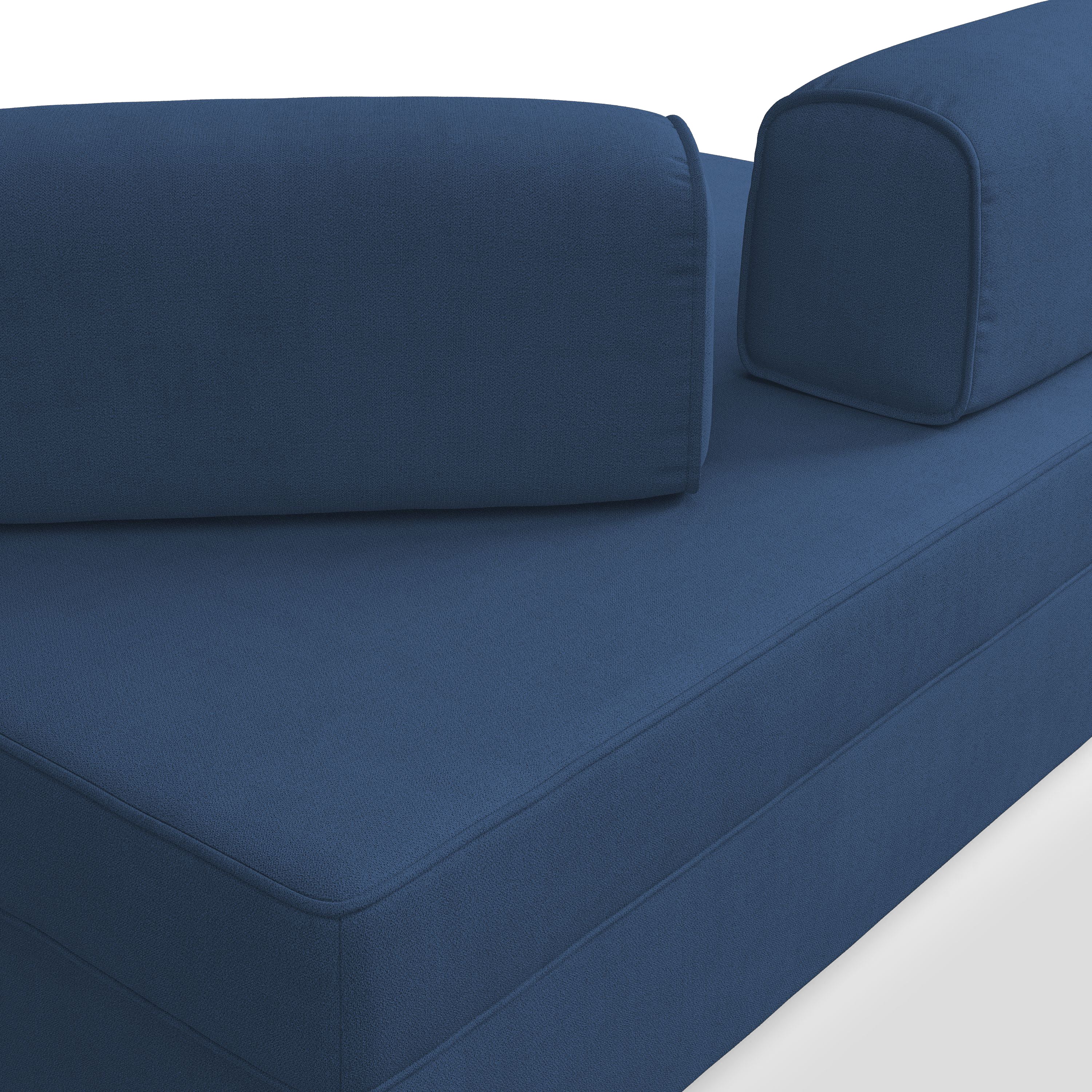 Liberty Divano con pouf estraibile e schienali movibili in tessuto morbido impermeabile T02 160 cm blu