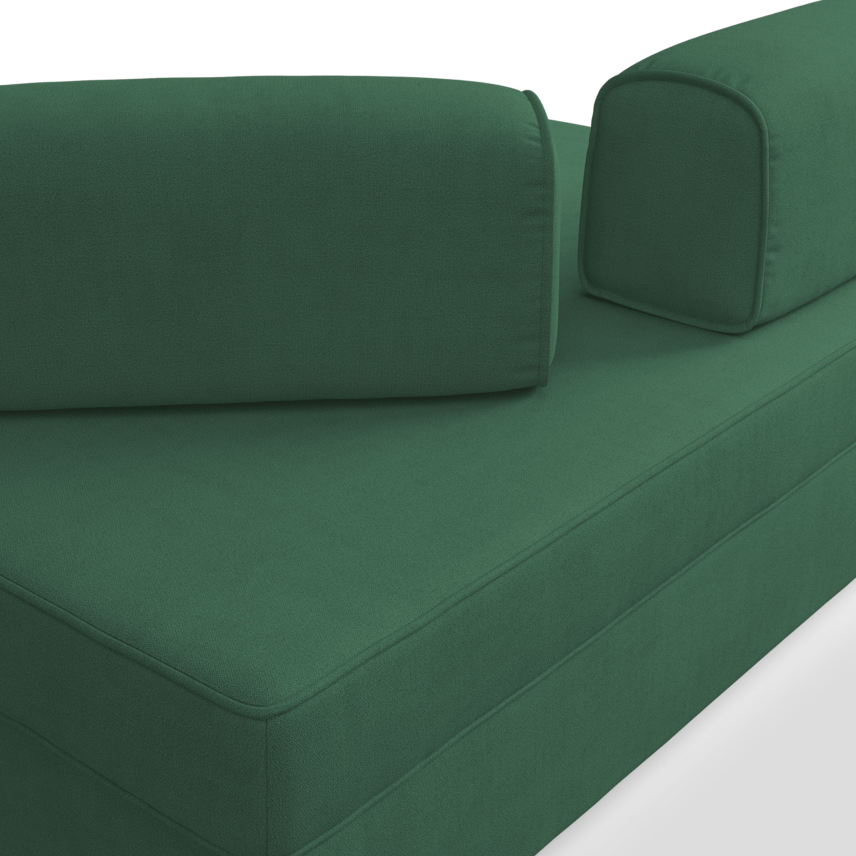 Liberty Divano con pouf estraibile e schienali movibili in tessuto morbido impermeabile T02 200 cm verde