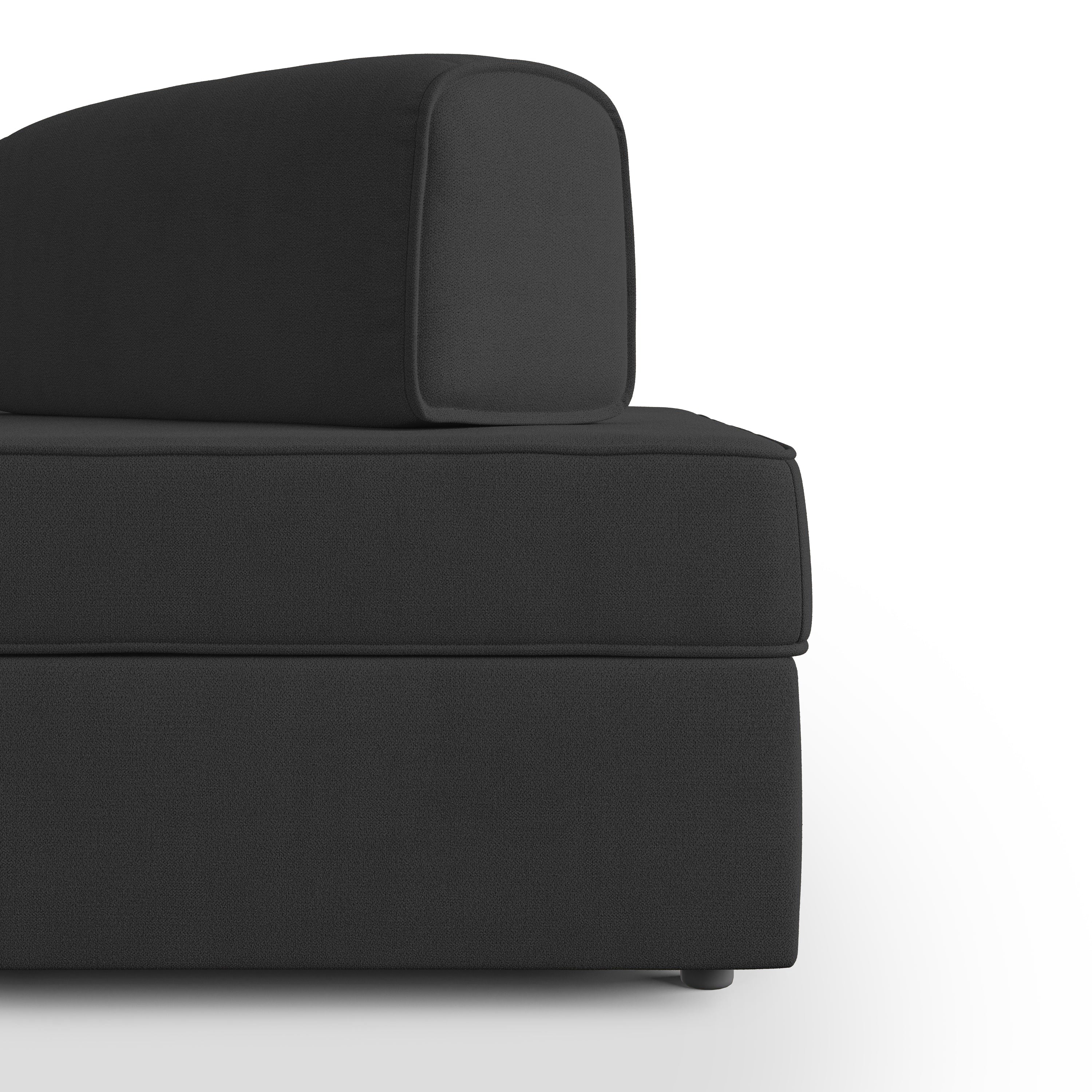 Liberty Divano senza pouf estraibile e schienali movibili in tessuto morbido impermeabile T02 180 cm nero