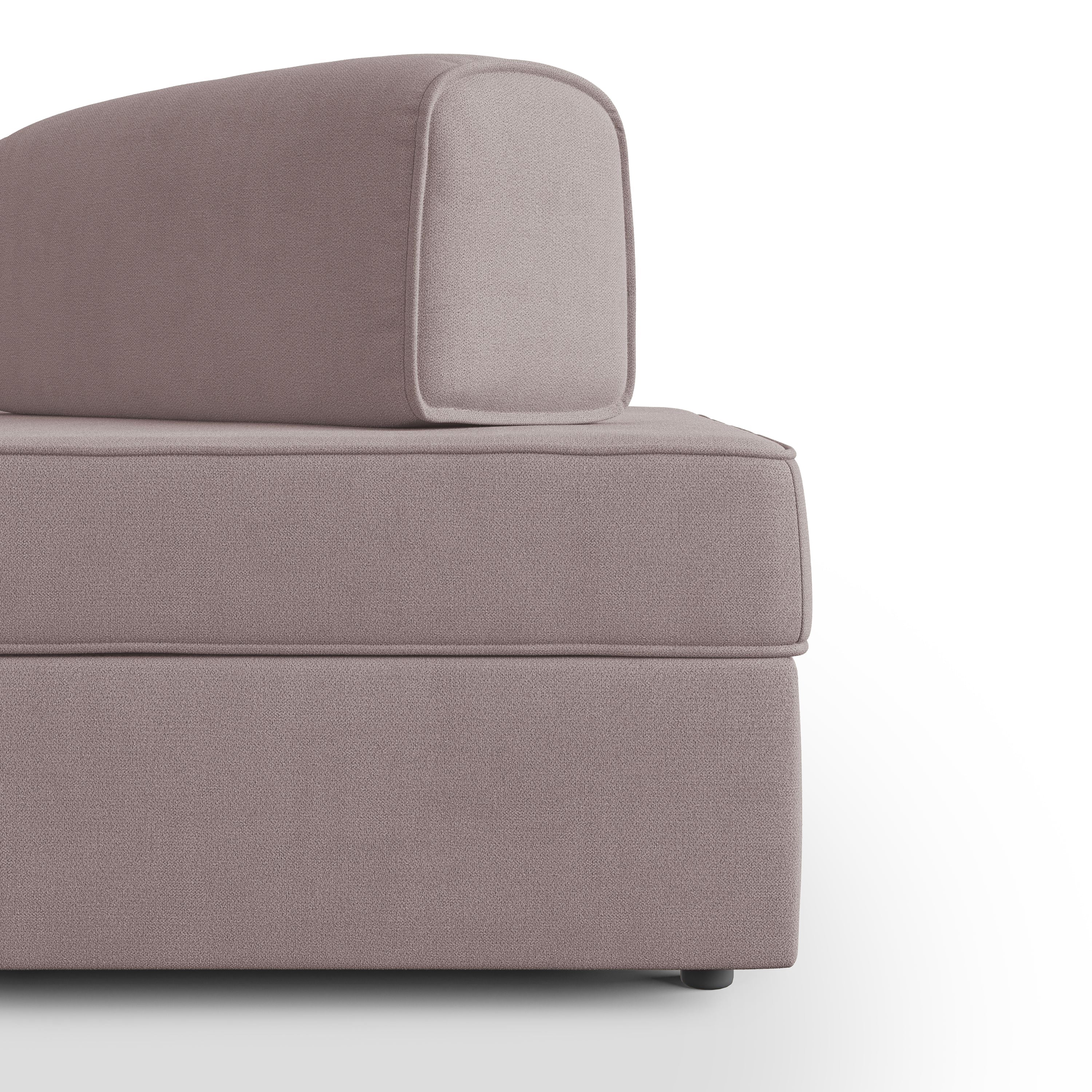 Liberty Divano con pouf estraibile e schienali movibili in tessuto morbido impermeabile T02 200 cm rosa