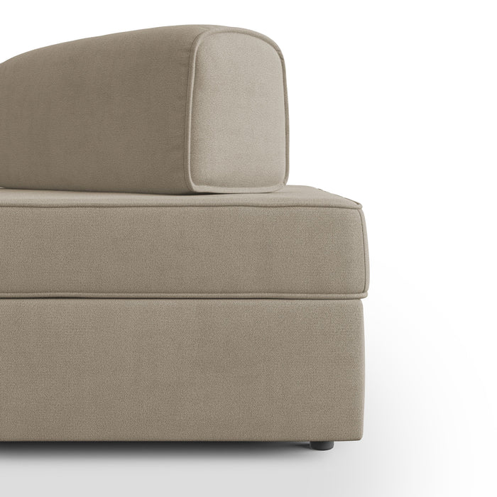 Liberty Divano con pouf estraibile e schienali movibili in tessuto morbido impermeabile T02 200 cm beige