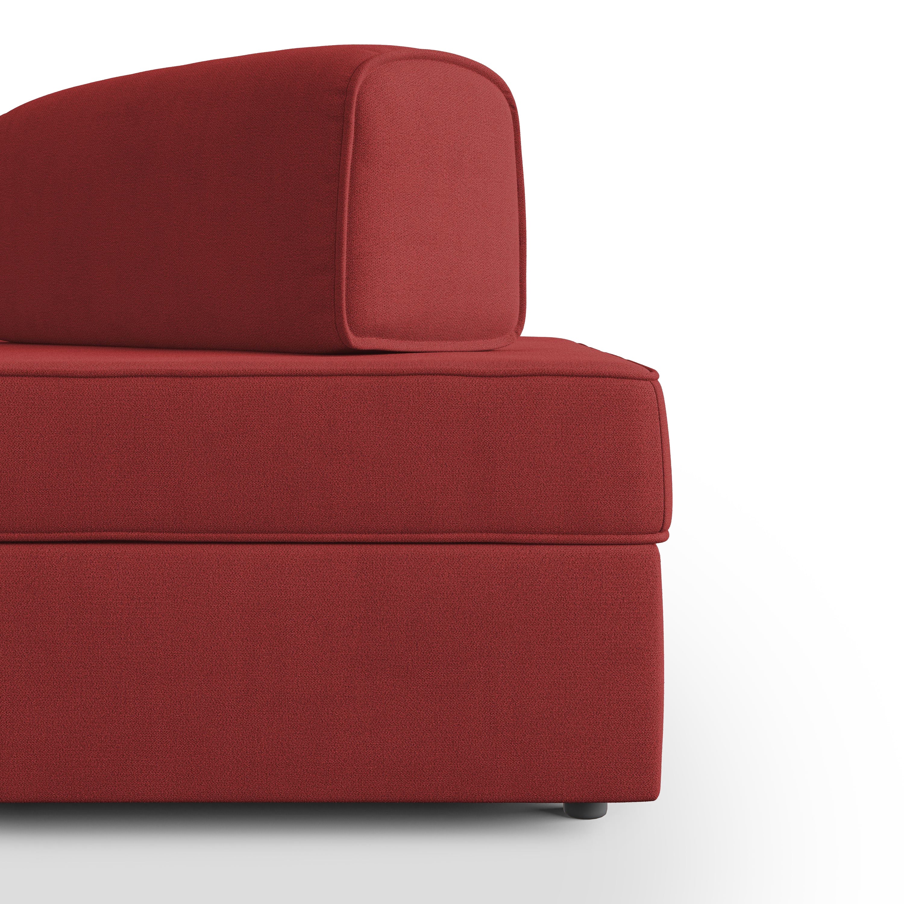 Liberty Divano senza pouf estraibile e schienali movibili in tessuto morbido impermeabile T02 180 cm rosso