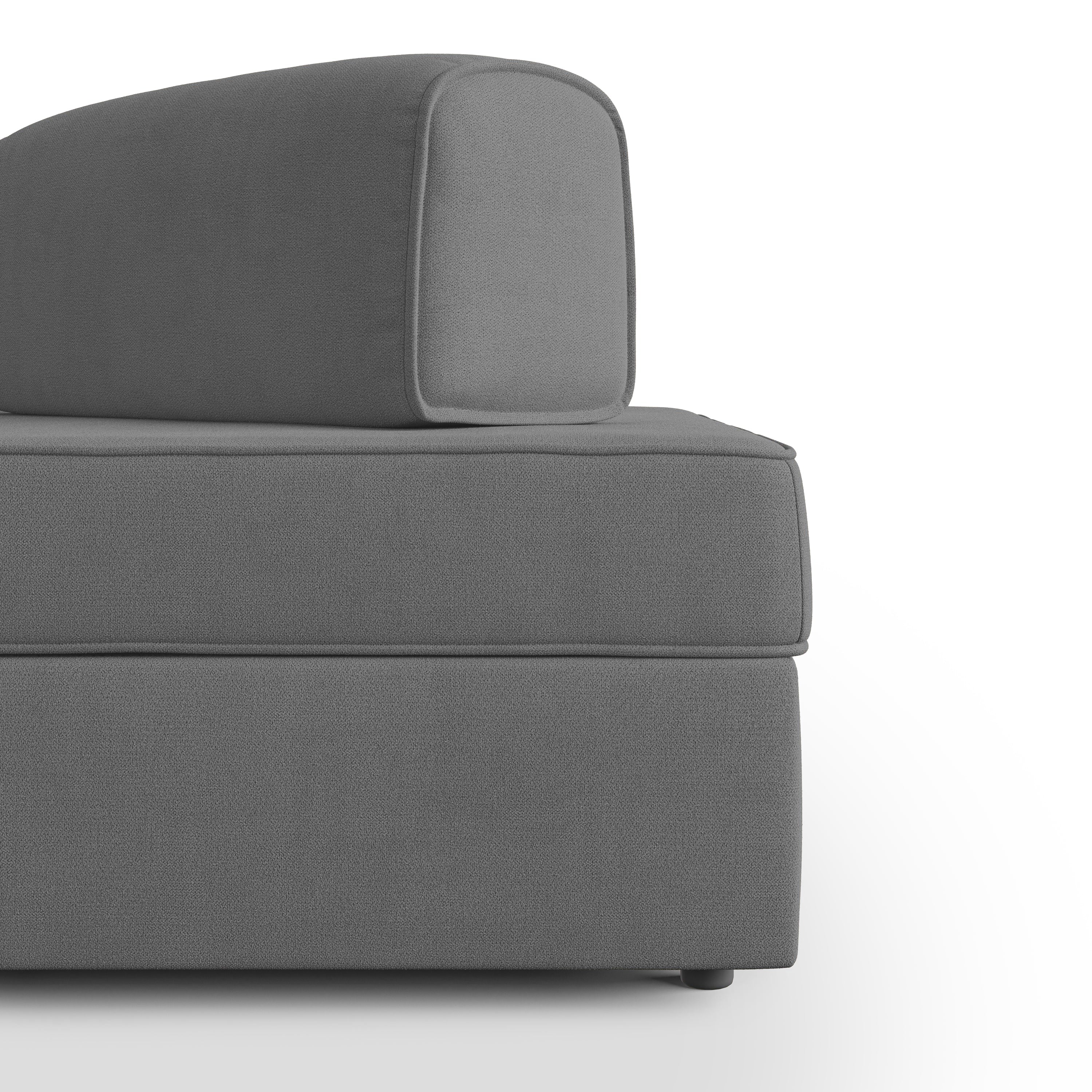 Liberty Divano senza pouf estraibile e schienali movibili in tessuto morbido impermeabile T02 180 cm grigio