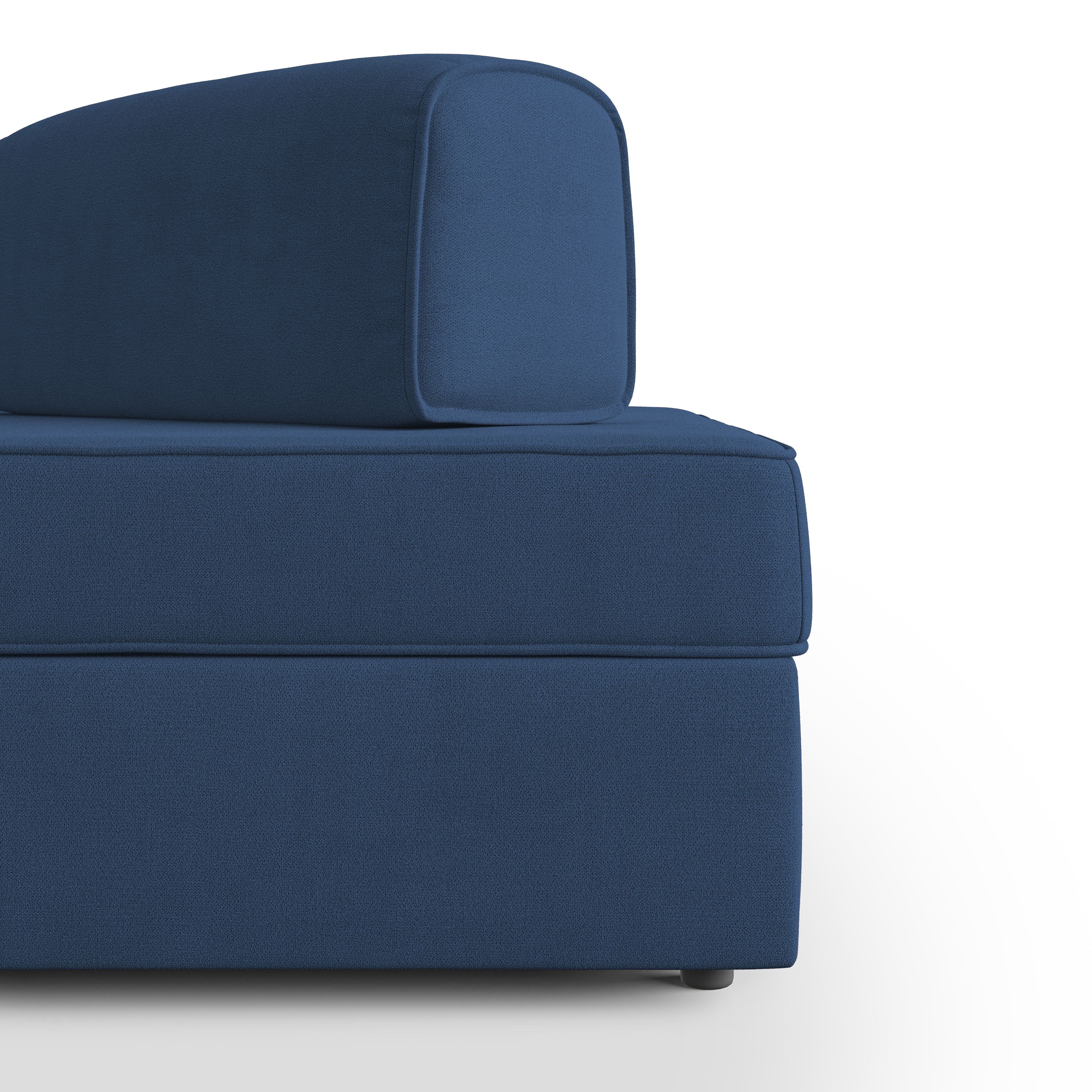 Liberty Divano con pouf estraibile e schienali movibili in tessuto morbido impermeabile T02 200 cm blu