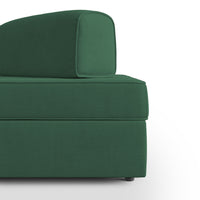 Liberty Divano con pouf estraibile e schienali movibili in tessuto morbido impermeabile T02 200 cm verde
