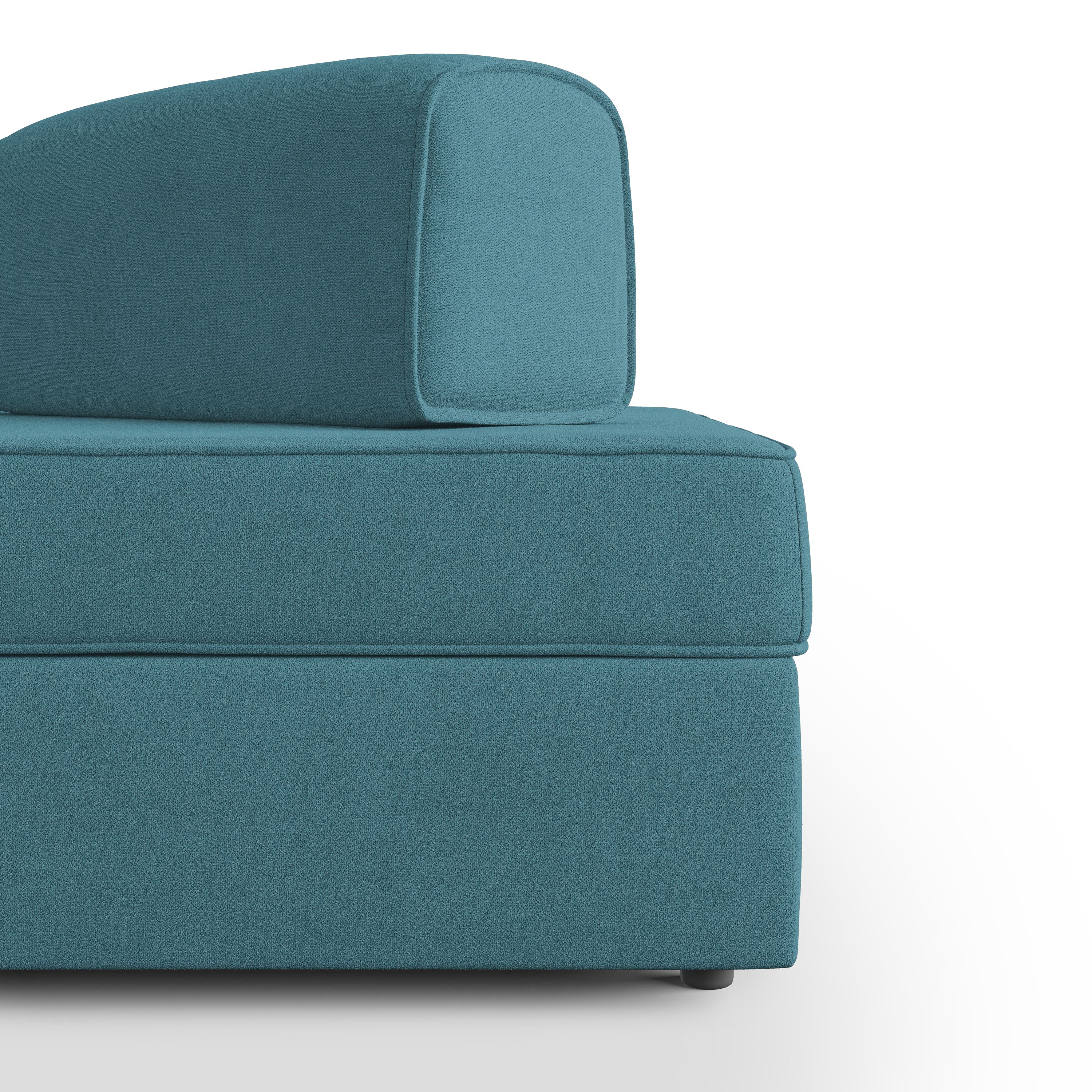 Liberty Divano con pouf estraibile e schienali movibili in tessuto morbido impermeabile T02 160 cm azzurro
