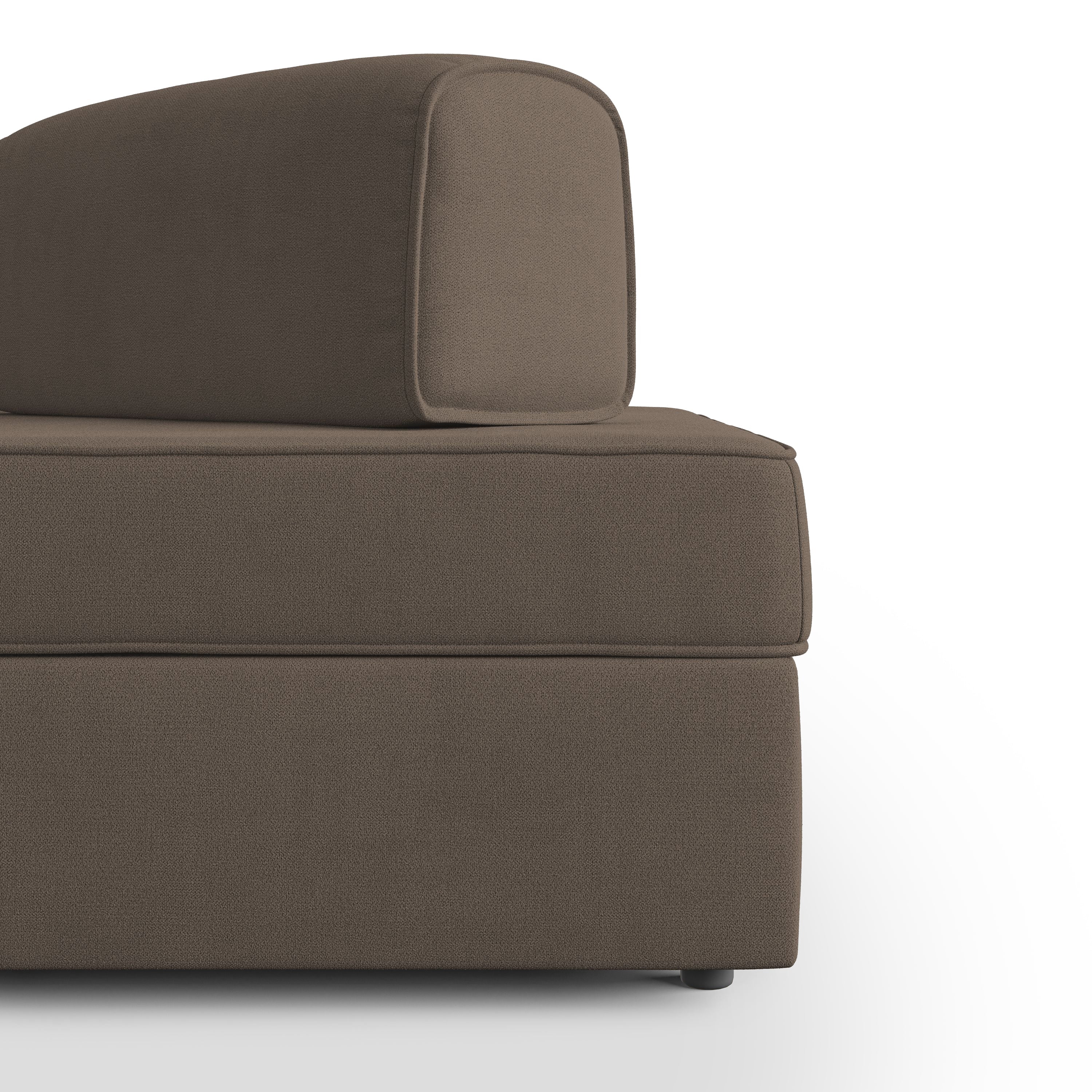 Liberty Divano con pouf estraibile e schienali movibili in tessuto morbido impermeabile T02 180 cm marrone